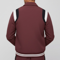 Veste universitaire pour homme de haute qualité en gros, tissu softshell 100% laine, col rabattu, logo frontal confortable