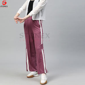 La mejor personalización recta pierna ancha raya lateral estilo mujeres pantalones Cargo/pantalones de chándal venta - Product Image 2