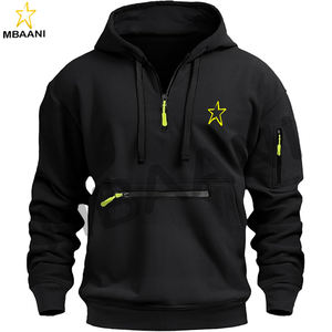 Sweat-shirts à capuche en polaire pour hommes, vêtements de sport, entraînement, manches longues, col zippé, avec poches - Product Image 1