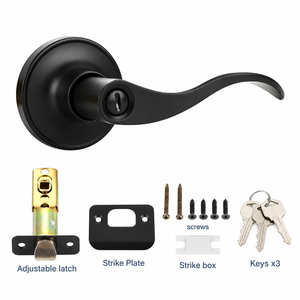 Cerradura de Puerta Cilíndrica de Aleación de Aluminio con Manija y Llave para Dormitorio, Baño, Puerta Interior de Madera - Product Image 2