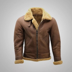 Top Selling Item B3 WW2 Bomber <b>Aviator</b> RAF Sheepskin Shearling Real <b>Leather</b> <b>Jacket</b> Coat Brown for <b>Men's</b> Wear - Product Image 6