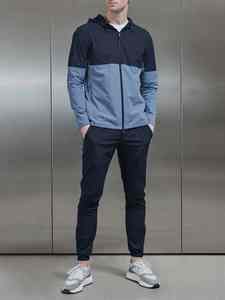 Veste coupe-vent légère à blocs de couleurs pour hommes avec capuche Vêtements de sport décontractés Sweat à capuche zippé - Product Image 2