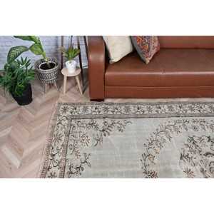 พรมตุรกีขนาด 5.9x8.7 ฟุต พรมวินเทจขนาดใหญ่ พรมขนสัตว์สีเทาแบบปะติดปะต่อ - Product Image 2