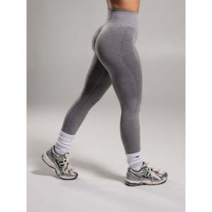High Rise Seamless Fitness <b>Legging</b> <b>for</b> <b>Women</b>-Heather <b>Grey</b> Patterned Nylon Spandex Yoga Gym Wear - Product Image 3