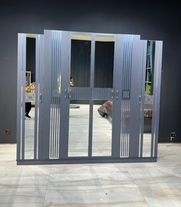 ชุดเฟอร์นิเจอร์ห้องนอนขนาดคิงไซส์สไตล์โมเดิร์นหรูหราปรับแต่งได้ตามต้องการเก็บของทนทานบอร์ดไม้ MDF สำหรับบ้านอพาร์ทเมนต์โรงแรมวิลล่า - Product Image 5