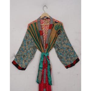 ชุดแมกซี่สไตล์วินเทจแบบญี่ปุ่นชุดคลุมยาวสำหรับเจ้าสาวผ้าไหมส่าหรีสำหรับสตรีแบบนำกลับมาใช้ใหม่ชุดปาร์ตี้ชายหาดพิมพ์ลายอินเดียชุดไปด้านหน้าสำหรับเจ้าสาว - Product Image 6