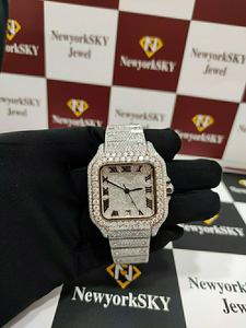 Hip Hop moda lujo totalmente helado Vvs Moissanite diamante Acero inoxidable plata hecho a mano relojes elegantes para hombres y mujeres - Product Image 2