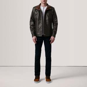 Sean Brown Genuine Leather Classic <b>Jacket</b> <b>Sheepskin</b> Lambskin Casual Street Style Zippered Closure Vintage Size XS Water Proof - Product Image 2