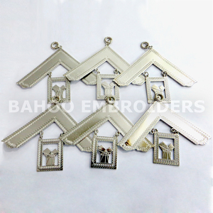 Collier d'officier maçonnique, bijou de régalias, plaqué argent - Bijou de garde intérieur - Product Image 5