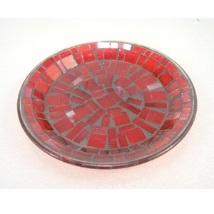 Plaque conique en verre fini mosaïque multicolore Plaque porte-bougie conique de forme ronde pour usage décoratif de table à manger à la maison et de fête - Product Image 5