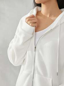 Nouvelle Arrivée – Sweat-shirts à Capuche Décontractés pour Femmes en Coton/Polyester, Personnalisables avec Impression Frontale et Fermeture Éclair, Mélange Polaire Hiver - Product Image 3