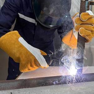 Guantes de trabajo de soldadura a prueba de fuego de seguridad industrial Guantes de trabajo de soldadura de cuero dividido con puño largo - Product Image 6