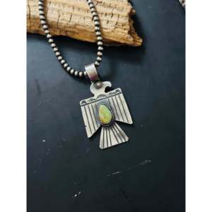 Pendentif Kevin Billah Royston Thunderbird en turquoise et argent sterling avec technologie d'incrustation à sertissage clos - Product Image 3