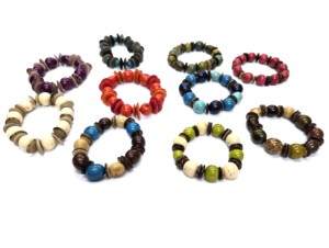 Handmade Tagua <b>Beaded</b> <b>Bracelet</b> Eco-Friendly Fashion Artisan Jewelry with Vegetable Ivory Shapes in Bold Colors - Product Image 2