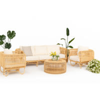 Dayanıklı çevre dostu Rattan bambu mobilya Set ev apartman otel Villa için İskandinav tasarım-oturma odası için açık