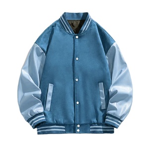 Chaqueta de calle de lana de cuero Varsity Premium para hombre con diseño de letra frontal impermeable y resistente al viento - Product Image 5