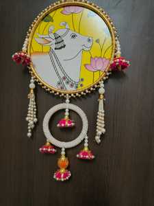 Surtido de madera Ganesha Pichwai vaca colgante de pared para Diwali puertas y paredes decoración inauguración de la casa y buena suerte regalo Diwali entrada - Product Image 2