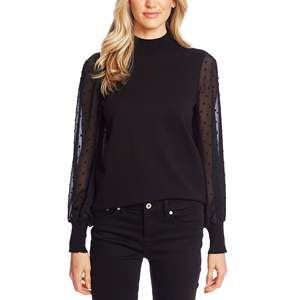 Maglione da Donna Cece Stile Coreano con Collo Alto e Design a Contrasto, Nero, Taglia M - per Autunno e Inverno - Product Image 1