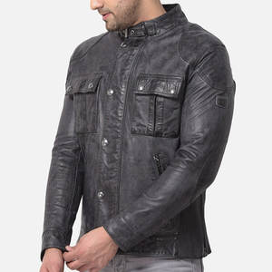 Chaqueta de Cuero PU de Primera Calidad, Corte Regular, para Hombre, Estilo Motero, Personalizada, con Cierre, Estilo Urbano, Vintage - Product Image 3