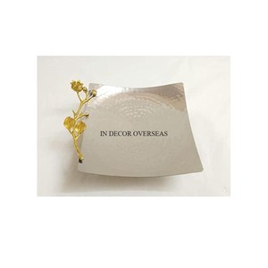 Último patrón llegada forma rectangular plata brillante pulido martillado textura MESA CENTRO DE MESA bandeja de servicio para el hogar y hoteles - Product Image 2