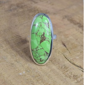 แหวนเทอร์ควอยซ์สีเขียวทองแดง925เงินสเตอร์ลิงทำด้วยมือเครื่องประดับอัญมณีธรรมชาติ december birthstone ของขวัญวาเลนไทน์สำหรับเธอ - Product Image 1