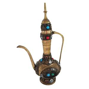 Aftaba de Latón con Grabado, Cuentas Multicolores y Acabado Pulido para Agua Potable, Utensilio de Cocina Vintage de Latón - Product Image 5