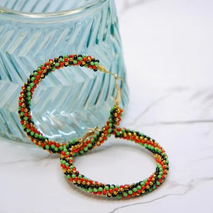 Boho ต่างหูลูกปัดด้วยการออกแบบสีฟ้าครามแอนดี้ cascading Fringe, เครื่องประดับของขวัญที่ไม่ซ้ำกัน - Product Image 1