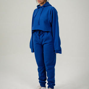 Ensemble de survêtement pour femme en polyester + élasthanne de qualité supérieure, 2 pièces, hiver, uni, manches longues, design court et ajusté - Product Image 6