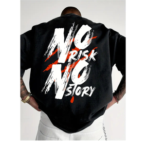 Camisetas de algodón 100% pesadas con cuello redondo personalizadas, camisetas de manga corta con estampado gráfico de gran tamaño para hombre - Product Image 1