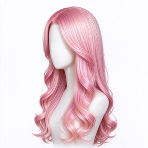 Sakura Pink Anime Style Wavy Synthetic <b>Wig</b> for Women, Pastel Pink <b>Curly</b> <b>Wig</b> for Cosplay Party Costume and Fashion Styling - Product Image 2