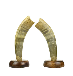 Artisanat décoratif en corne de buffle avec support en métal - Décoration intérieure écologique pour salon - Taille et design personnalisables - Product Image 2