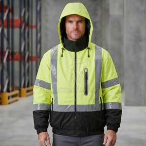 Chaqueta de Seguridad Reflectante para Trabajo, Resistente al Agua, con Cierre de Cremallera y Bolsillos Utilitarios, Ropa de Trabajo para Exteriores - Product Image 3
