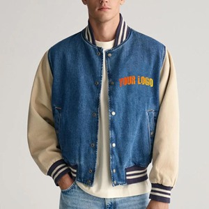 High Quality Men's Custom Outdoor <b>Denim</b> <b>Jacket</b> 100% Cotton <b>Lightweight</b> Windproof High Street Stand Collar Winter Plus Size - Product Image 1