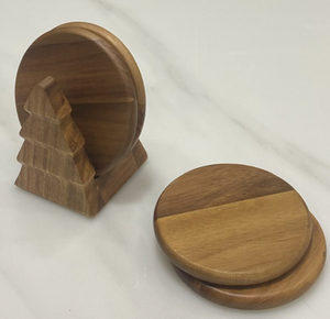 ชุดจานรองแก้วไม้ทรงต้นไม้ 4 ชิ้น - Product Image 2