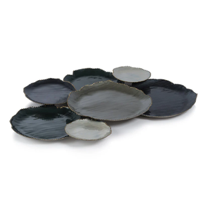 Ensemble de plats à condiments en émail coloré de haute qualité, écologique et moderne, plateau à collations décoratif en métal à compartiments multiples pour les fêtes - Product Image 2