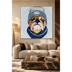 Ilustración de Bulldog Fida Cool con gorro y bufanda, impresión en lienzo - Product Image 5