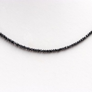 Collar llamativo de plata de ley con diamantes negros, cuentas Rondelle facetadas hechas a mano, hermoso regalo certificado por terceros para mujer - Product Image 2