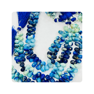 ลูกปัดอะฟกานิทสีน้ำเงินธรรมชาติ AAA รูปทรงหยดน้ำ เรียบเนียน สำหรับทำเครื่องประดับ ลูกปัดพลอยขัดเงาสูง อะฟกานิทสีน้ำเงิน - Product Image 6