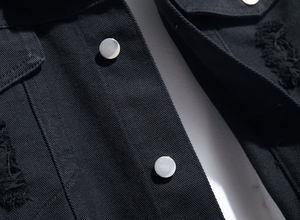 Chaqueta vaquera bordada de manga larga hecha de tela de algodón de punto 100%, nuevo estilo, abrigo vaquero con cuello vuelto para hombre - Product Image 5