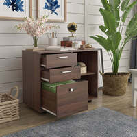Meubles de bureau SpringCreek en bois massif, bureaux modernes pour la maison et le bureau, armoire à 3 tiroirs avec serrure, support mobile pour imprimante, étagère de rangement ouverte, résistant à l'eau