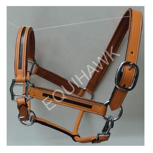 Venta al por mayor occidental accesorio suave acolchado canal vacío cuero Halter sillín en inglés diseño con ajuste de latón - Product Image 1