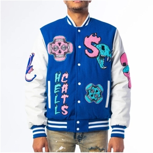 แจ็กเก็ตเบสบอลวิทยาลัยสำหรับผู้ชายเสื้อสเวตเชิ้ตคอตั้งแจ็คเก็ตขนแกะสำหรับผู้ชายแจ็คเก็ตเบสบอลปักแบบกำหนดเอง - Product Image 5