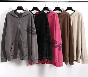 Sudadera con capucha recortada para hombre Fabricación de sudaderas con cremallera doble Zip Ups Heavyweight Zip up Hoodie100 % algodón, cremallera completa, calle - Product Image 5