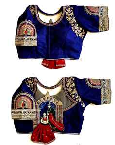 ชุดเดรสสวยชุดแฟนซีผ้าไหมประกายระยิบระยับที่น่าดึงดูดพร้อมรหัสเสื้อทำงานผู้จัดจำหน่ายและส่งออกจากอินเดีย - Product Image 5