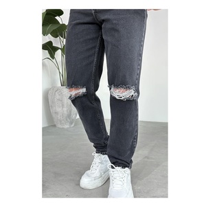 Jeans de Mezclilla Sólidos Lavados de Primavera para Hombre, Estilo Hip Hop, Corte Holgado, 100% Algodón, Ecológicos, Lavables, Ropa Urbana - Product Image 1