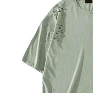 T-shirts pour hommes en coton 100% de dernière génération, couleur unie, taille adulte, coupe ample, imprimé, délavé - Product Image 4