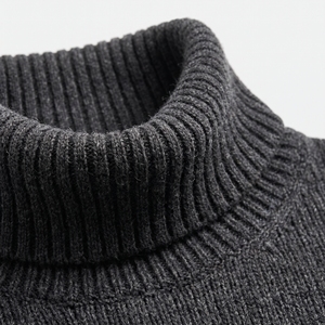 <b>Men</b> Ribbed <b>Turtleneck</b> Drop Shoulder Pullover <b>Sweater</b> Knitted Cotton Blend Warm Casual Winter Wear - Product Image 5