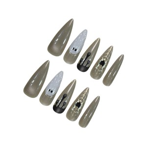 Appuyez sur les <span class=keywords><strong>ongles</strong></span> Gothique Halloween Noir Rouge <span class=keywords><strong>Sorcière</strong></span> Design Long Stiletto <span class=keywords><strong>Ongles</strong></span> Artificiels - Product Image 4