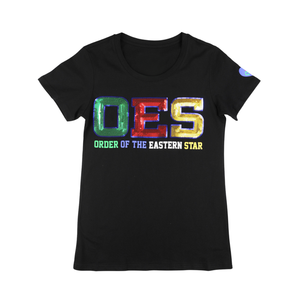 OES Black Sequin Patch Tee 100% Algodón Orden de Eastern Star Shirt Custom Fraternity Sorority Apparel Sparkle Bordado Top - Product Image 1
