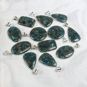 Nuevo Collar con Colgante de Cabujón de Apatita de Cobre, Bisel de Plata, Joyería de Plata Chapada en Apatita de Cobre, Joyería de Moda - Product Image 1